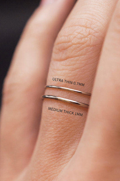 Ultra Thin Ring, Solid 14K White Gold