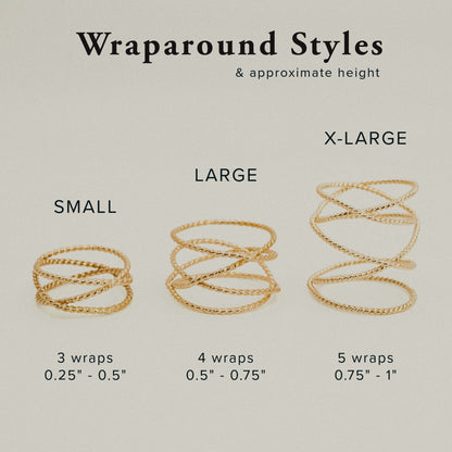 Extra Large Twist Wraparound Ring, Sterling Silver