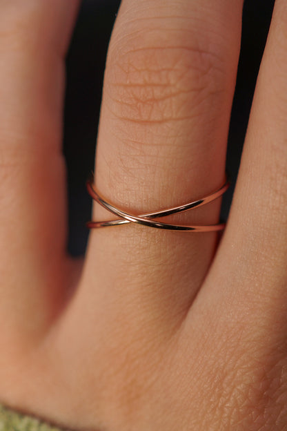 X-Ring, Solid 14K Rose Gold