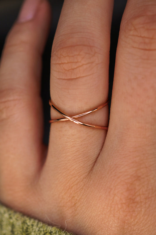 X-Ring, Solid 14K Rose Gold