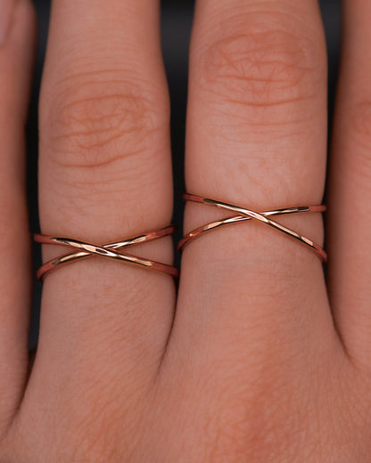 X-Ring, Solid 14K Rose Gold