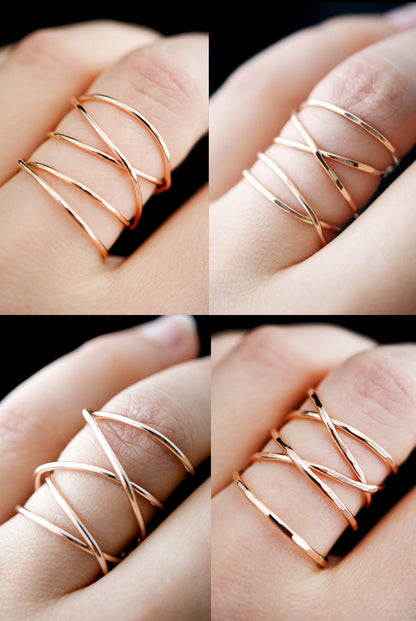 Extra Large Wraparound Ring, Solid 14K Rose Gold
