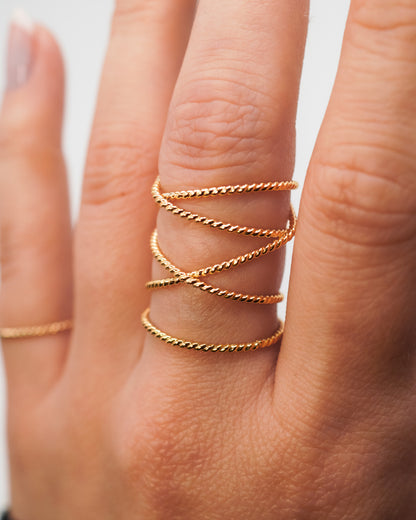 Extra Large Twist Wraparound Ring, 14K Gold Fill