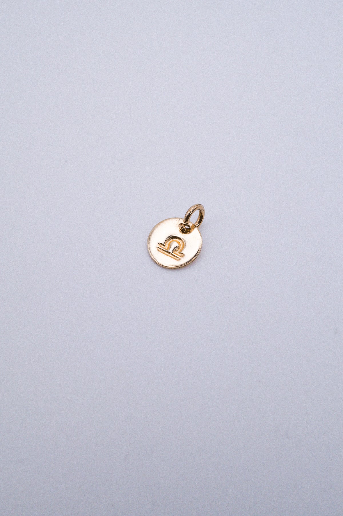 Tiny Zodiac Circle Charm, Solid 14K Gold