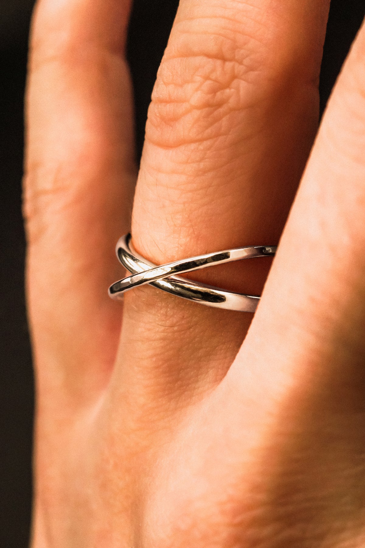 Asymmetrical Interlocking Ring, Sterling Silver