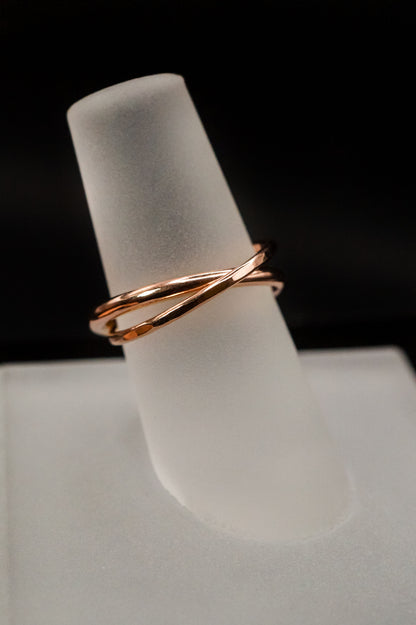Asymmetrical Interlocking Ring, 14K Solid Rose Gold