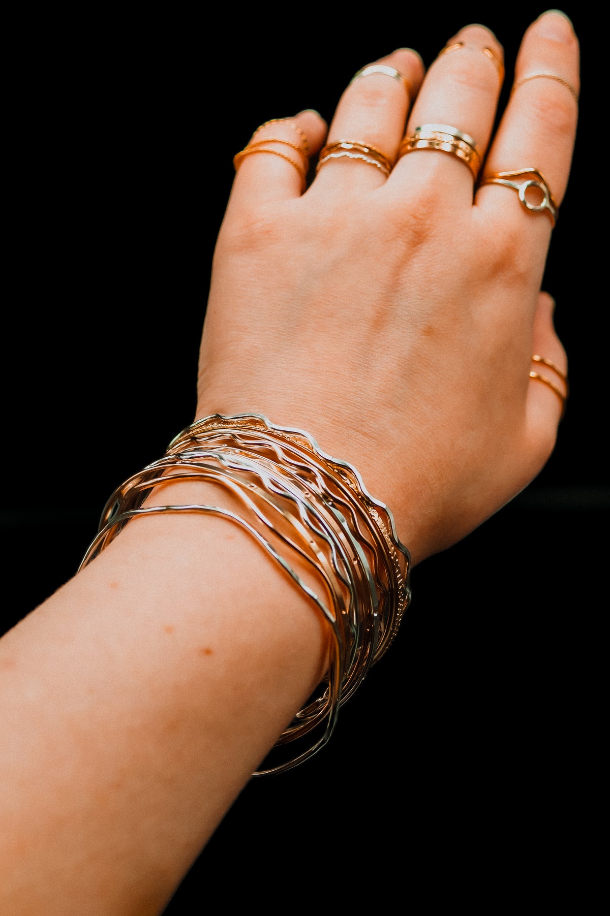 Squiggle Bangle Bracelet, Gold Fill, Rose Gold Fill or Sterling Silver