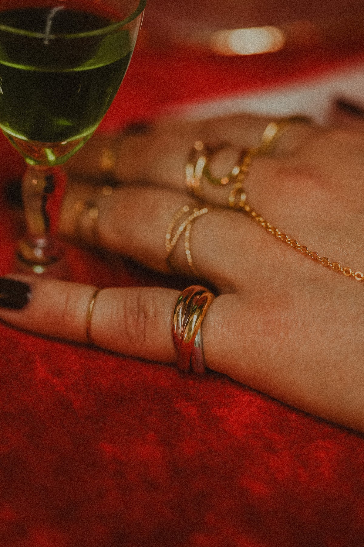 Chunky Interlocking Ring Set of 3, 14K Solid Rose Gold