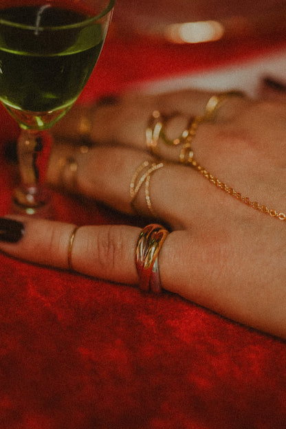 Chunky Interlocking Ring Set of 3, 14K Solid Rose Gold