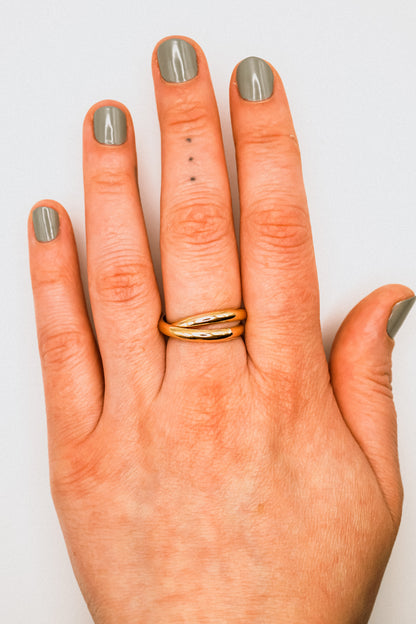 Chunky Interlocking Ring Set of 2, 14K Gold Fill