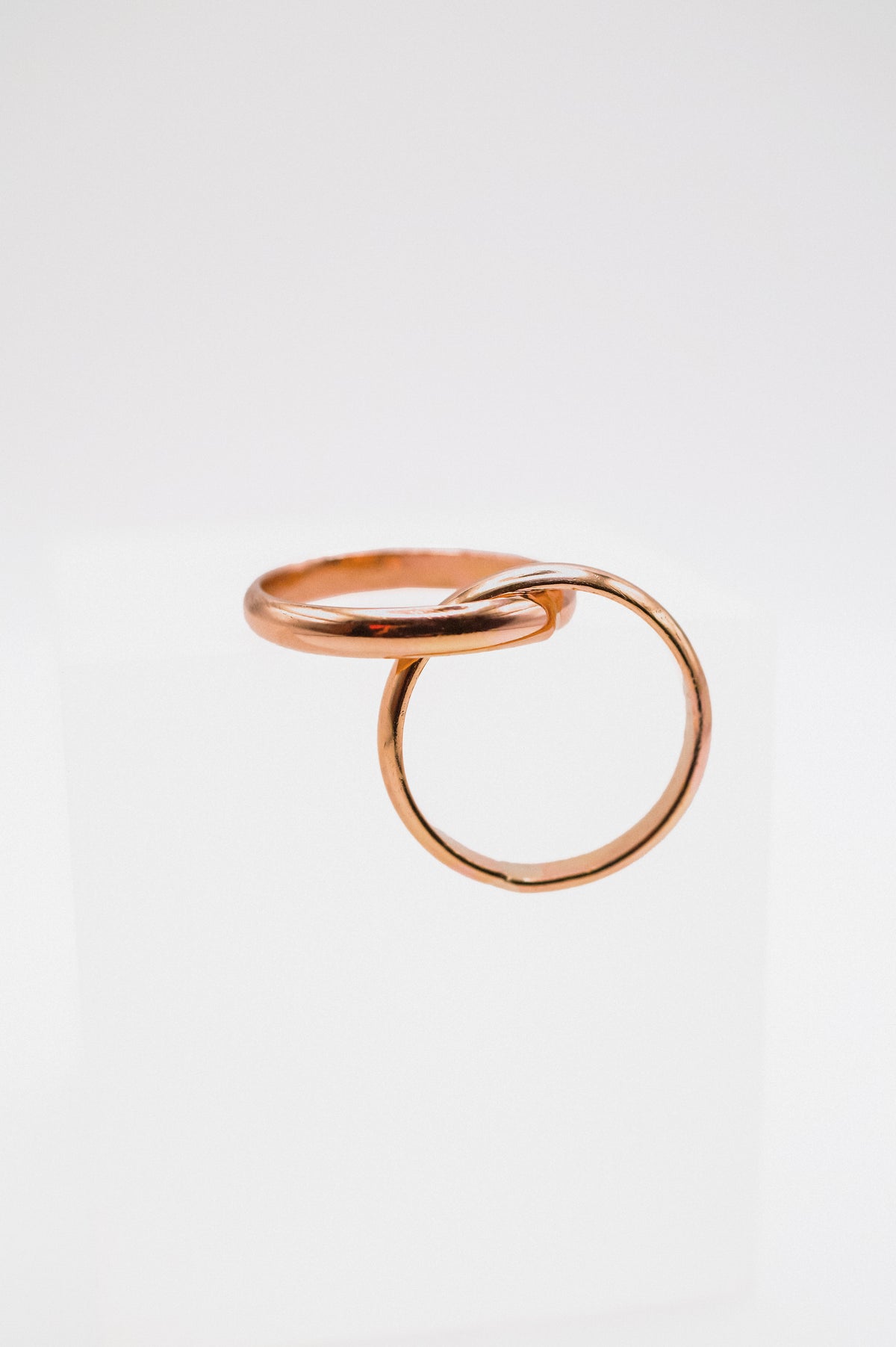 Chunky Interlocking Ring Set of 2, Solid 14K Rose Gold