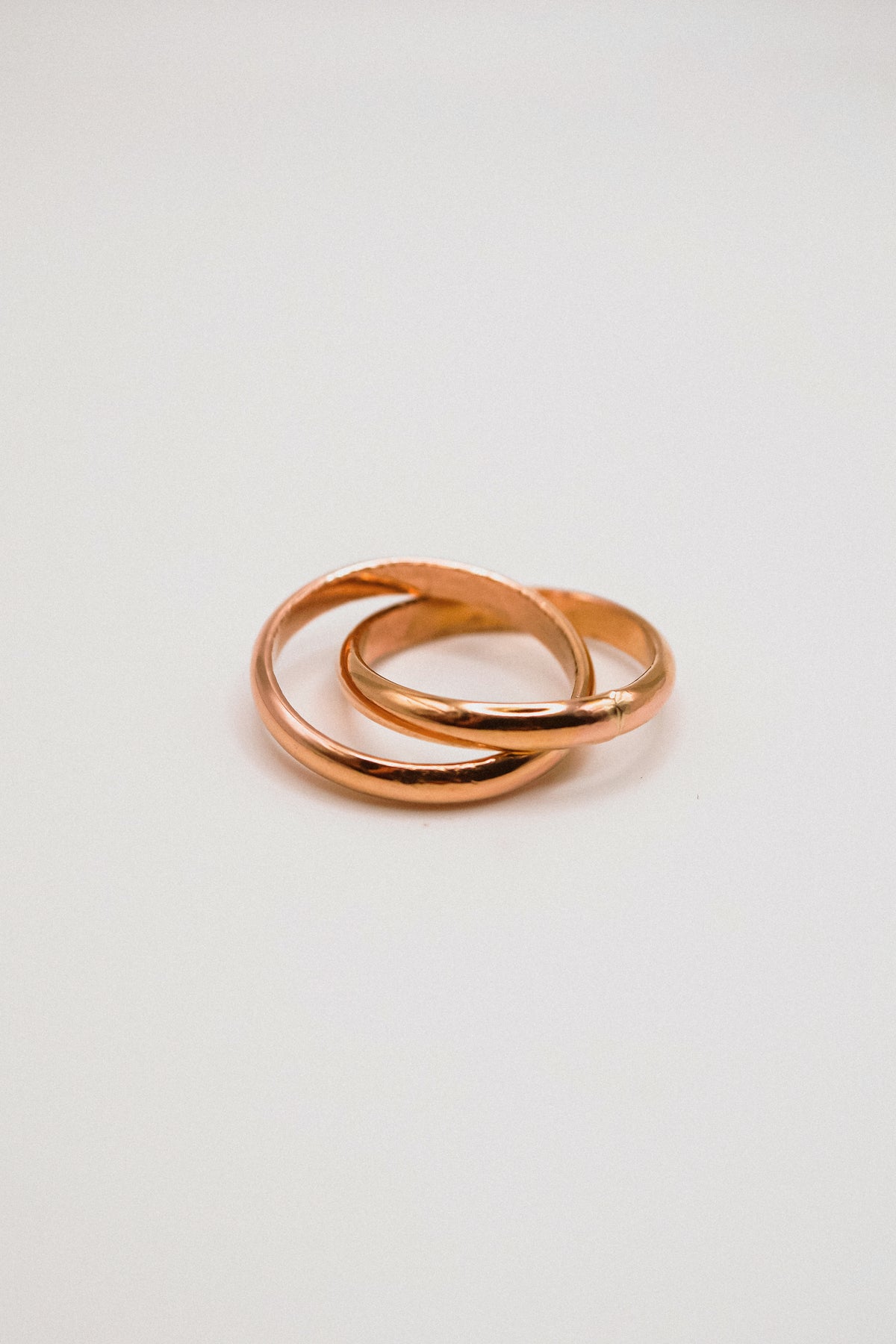 Chunky Interlocking Ring Set of 2, Solid 14K Rose Gold