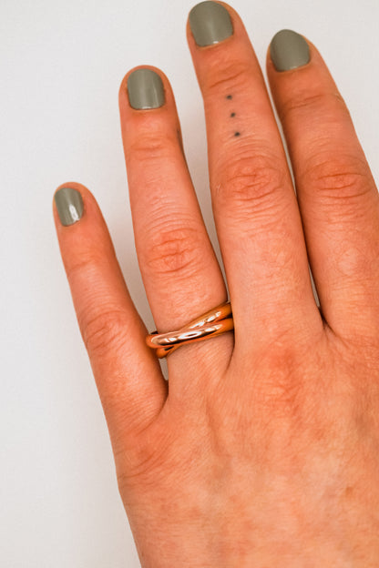 Chunky Interlocking Ring Set of 2, Solid 14K Rose Gold
