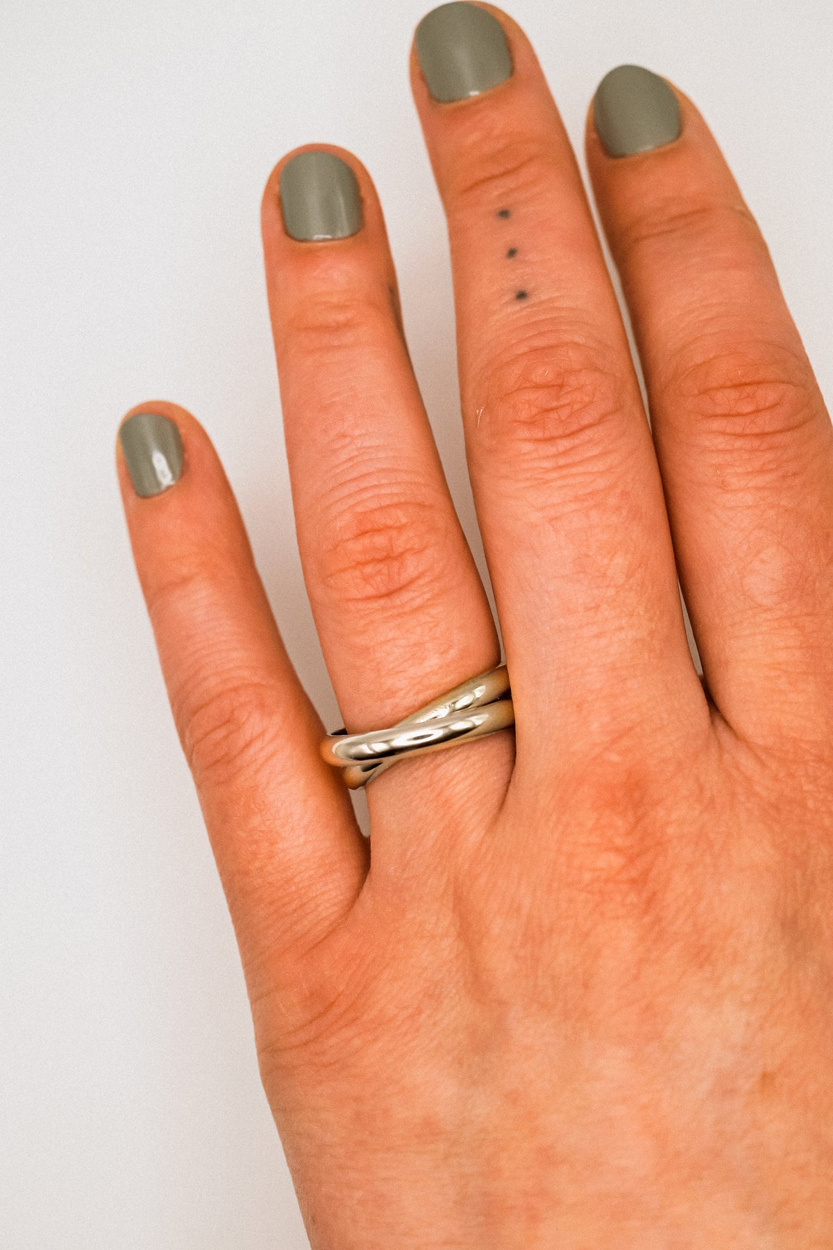 Chunky Interlocking Ring Set of 2, Sterling Silver