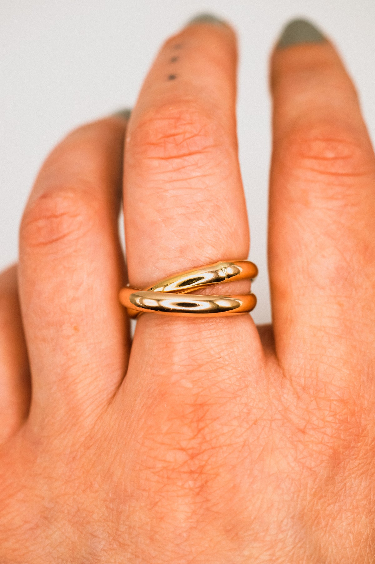 Chunky Interlocking Ring Set of 2, 14K Gold Fill