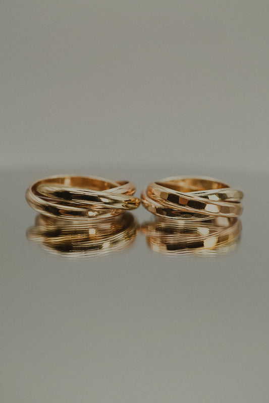 Chunky Interlocking Ring Set of 3, 14K Gold Fill