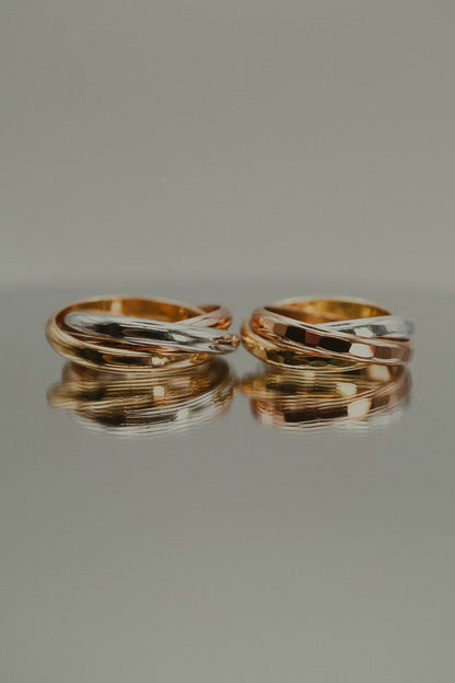 Chunky Interlocking Ring Set of 3, Mixed Metals