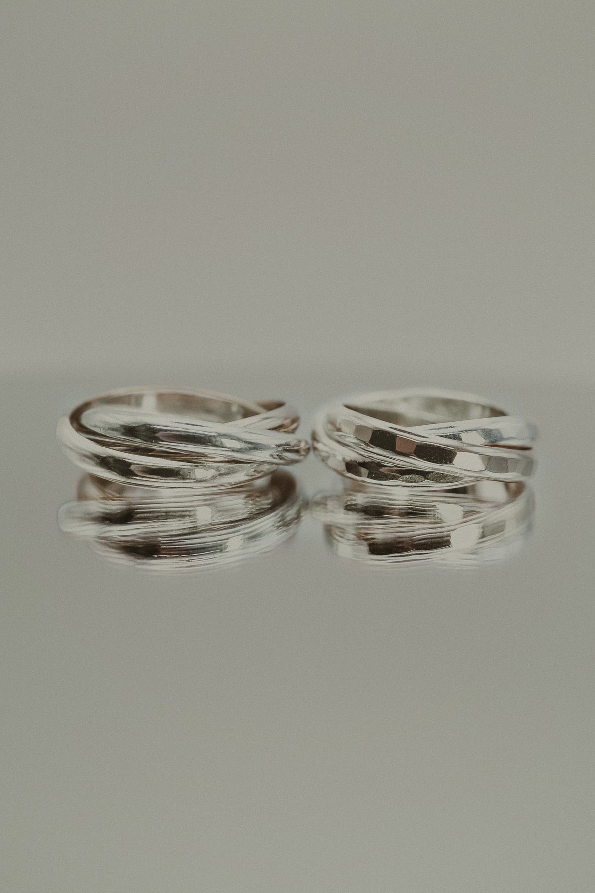 Chunky Interlocking Ring Set of 3, Sterling Silver