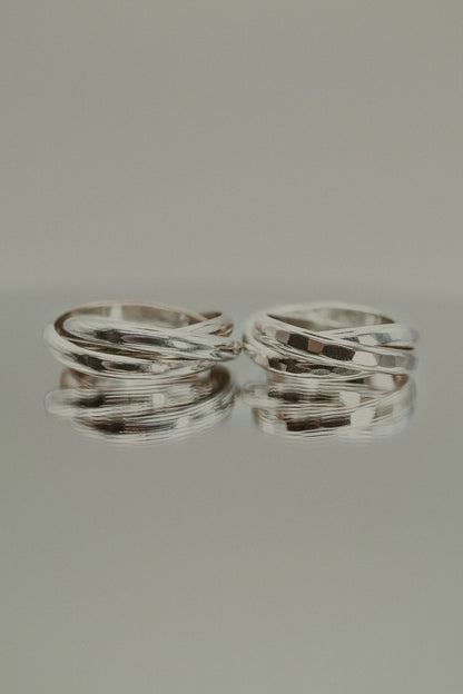 Chunky Interlocking Ring Set of 3, Sterling Silver