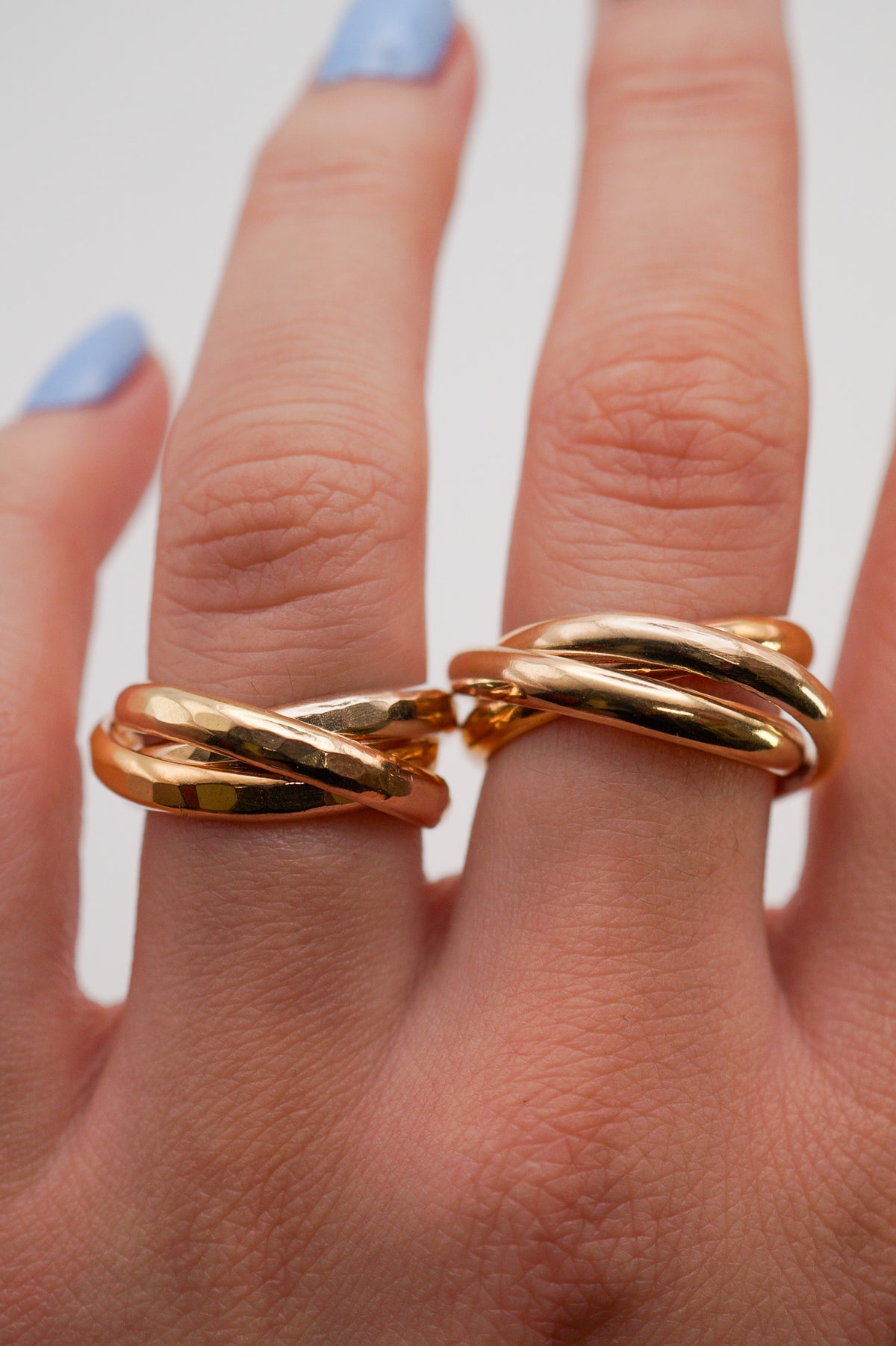Chunky Interlocking Ring Set of 3, 14K Gold Fill
