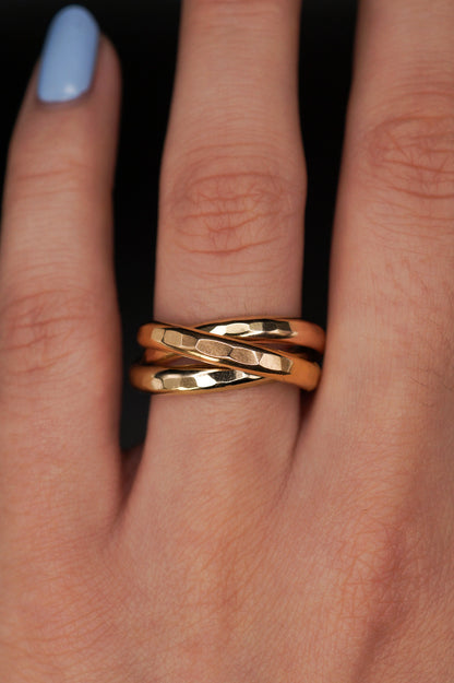 Chunky Interlocking Ring Set of 3, 14K Gold Fill