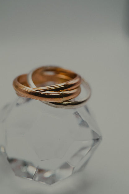 Chunky Interlocking Ring Set of 3, 14K Solid Rose Gold