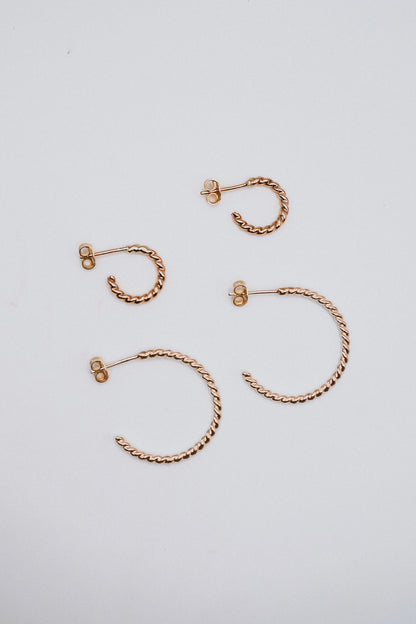 Chunky Twist Hoops in 14K Gold Fill, Rose Gold Fill or Sterling Silver