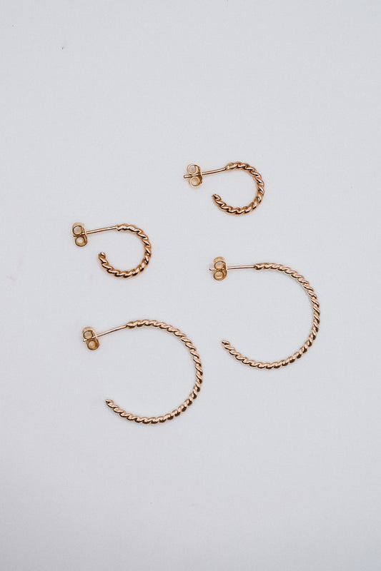 Chunky Twist Hoops in 14K Gold Fill, Rose Gold Fill or Sterling Silver