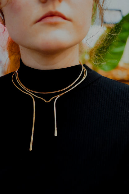 Teardrop Collar Necklace, Gold Fill, Rose Gold Fill, or Sterling Silver