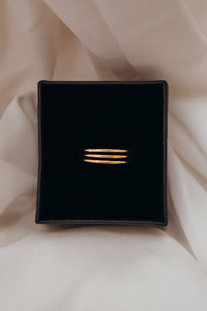 Connected Set of 3 Rings, Solid 14K Gold
