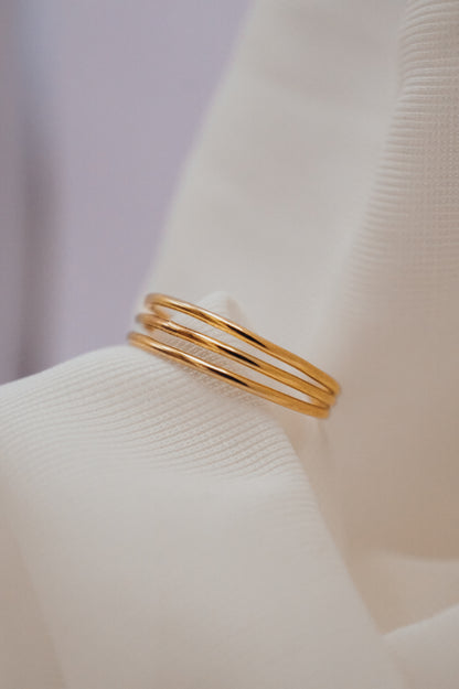 Connected Set of 3 Rings, Solid 14K Gold