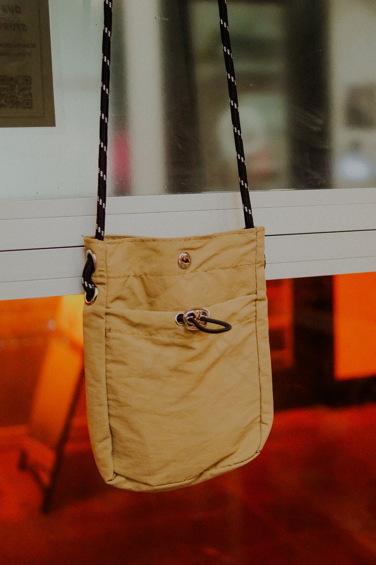Tan Small Drawstring Bag