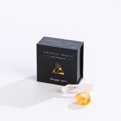 Abundance + Strength Mini Quartz and Citrine Crystal Set