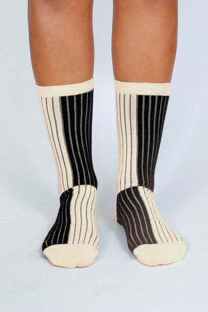 Black & Cream Crew Socks