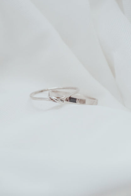Mirror Knot Set of 2 Stacking Rings, Gold Fill, Rose Gold Fill or Sterling Silver