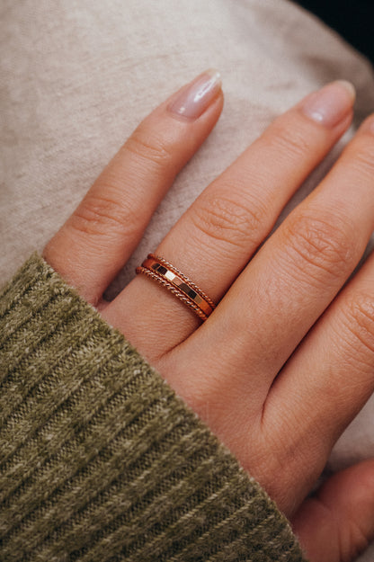 Extra Thick & Twist Set of 3 Stacking Rings, Gold Fill, Rose Gold Fill or Sterling Silver