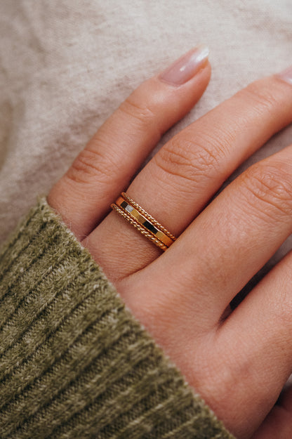 Extra Thick & Twist Set of 3 Stacking Rings, Gold Fill, Rose Gold Fill or Sterling Silver