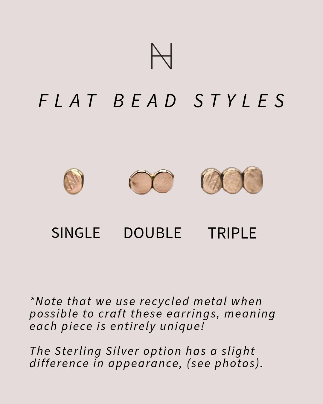 Hammered Bead Flat Back Stud Earring