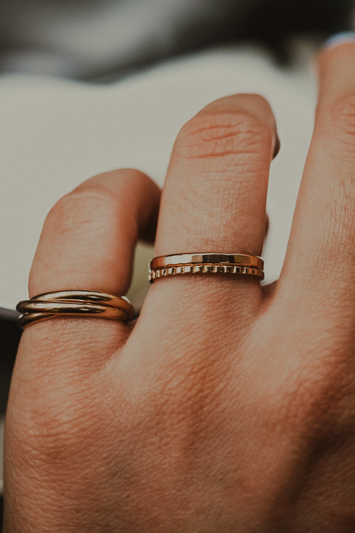 Half Lined Ring, 14K Gold Fill