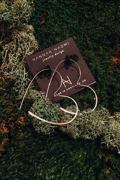 Heart Threader Hoop Earrings, Gold Fill, Rose Gold Fill or Sterling Silver