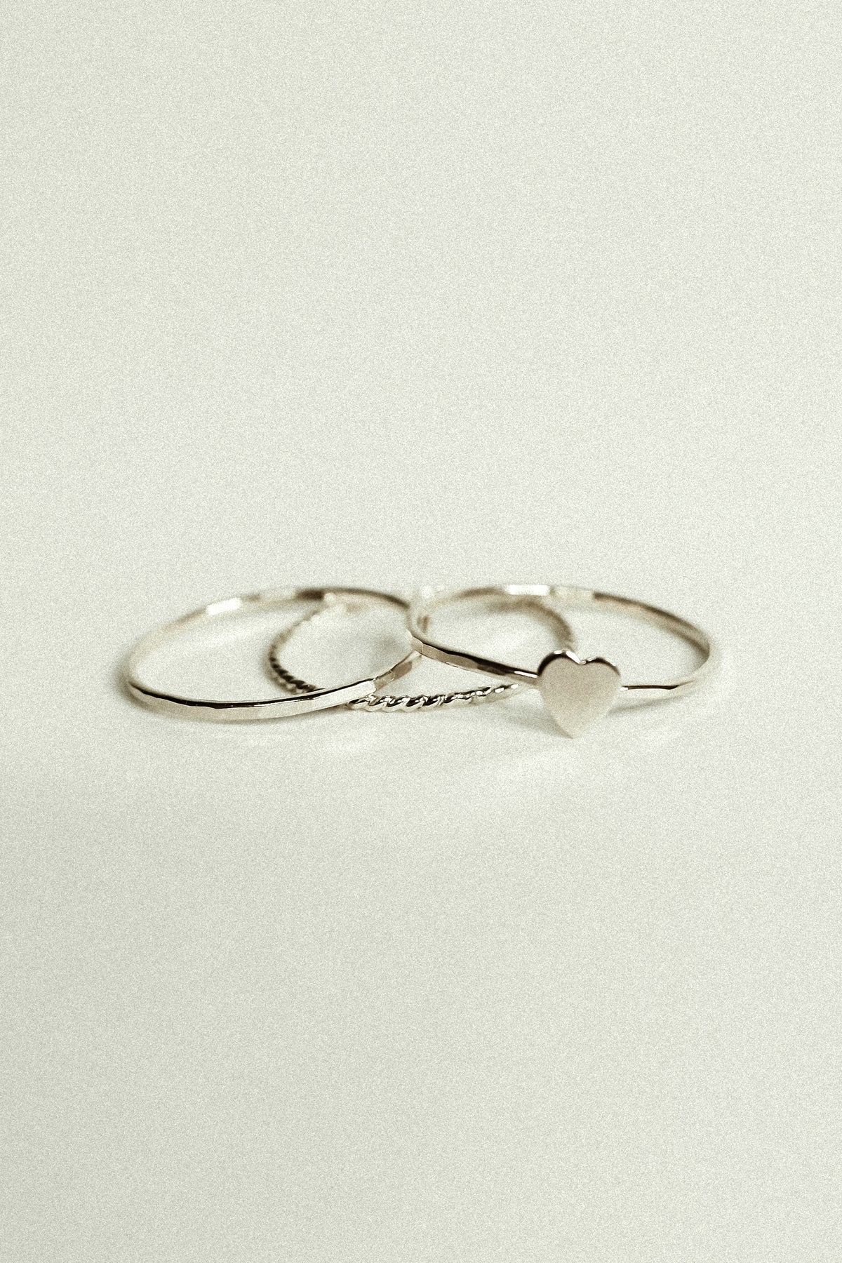 Heart Set of 3 Stacking Rings, Sterling Silver