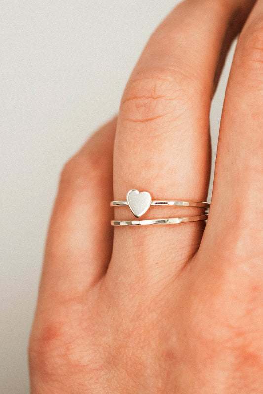 Heart Set of 2 Stacking Rings, Sterling Silver