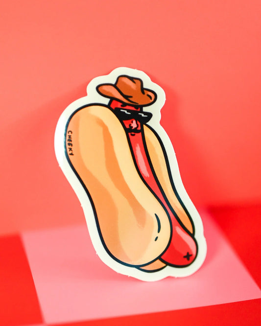 Hot Dog Cowboy Vinyl Sticker