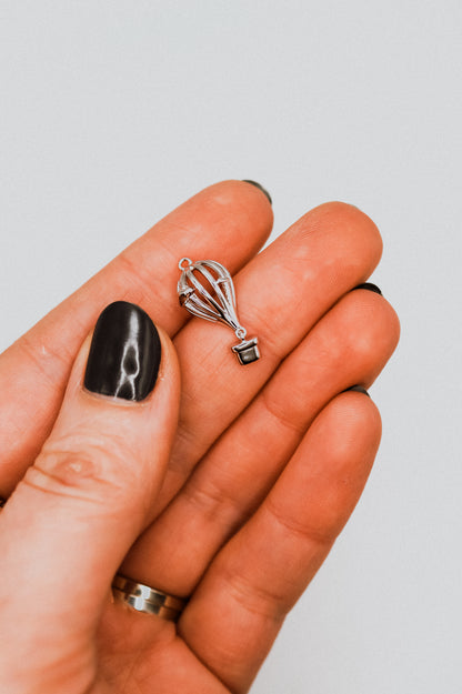 Hot Air Balloon Charm, Sterling Silver