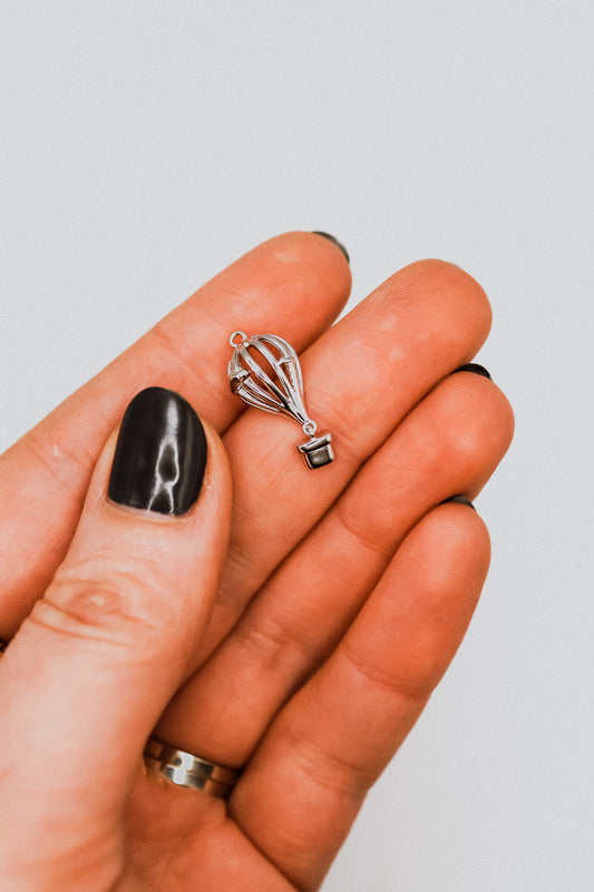 Hot Air Balloon Charm, Sterling Silver