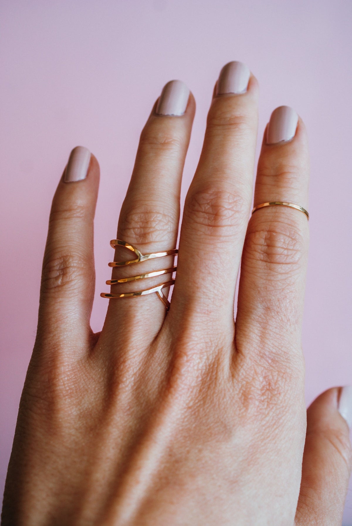 Curved Wraparound Ring, Solid 14K Gold