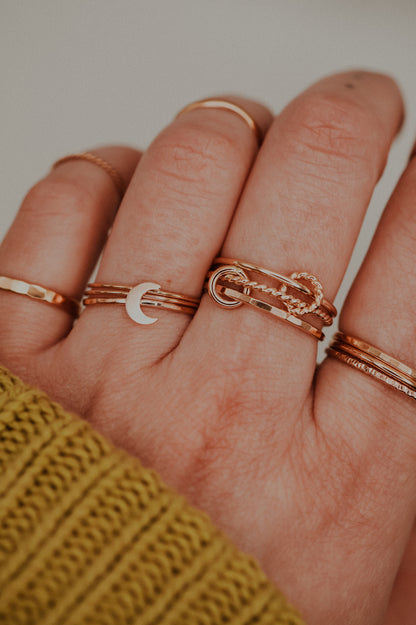 Twist Ladder Link Ring, 14K Rose Gold Fill