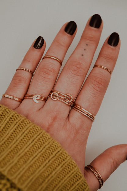 Twist Ladder Link Ring, 14K Rose Gold Fill