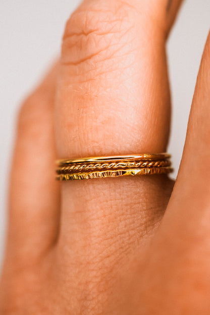 Mixed Texture Set of 3 Stacking Rings, Gold Fill, Rose Gold Fill or Sterling Silver
