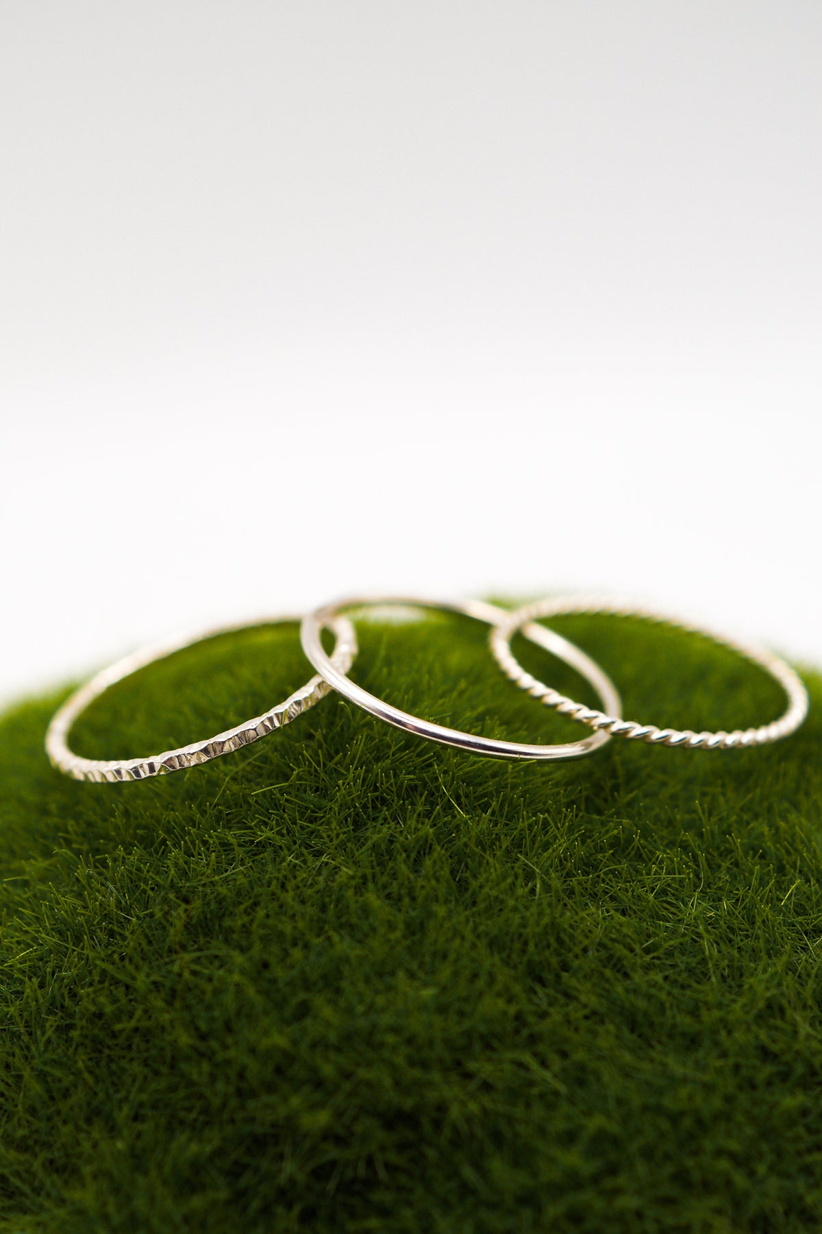 Mixed Texture Set of 3 Stacking Rings, Gold Fill, Rose Gold Fill or Sterling Silver